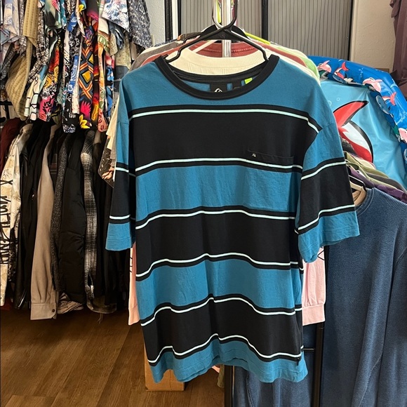 Quiksilver Other - Quiksilver Blue Short Sleeve Tee Vibrant Stripes